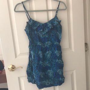 Blue & black patterned, small petite sundress.